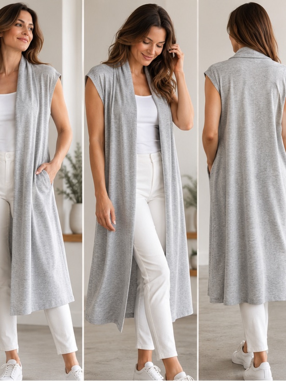 MaxMara Light Gray Heather Casual Duster